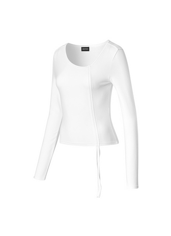 Unbalanced Neck Shirring Long