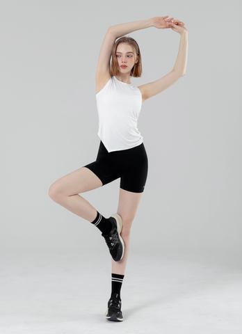 Unbalanced Side Shirring Sleeveless