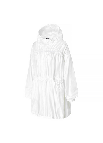 Airy Balloon Shirring Hooded Long Jacket