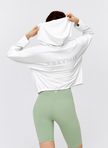 Daily Feather String Crop Hoodie