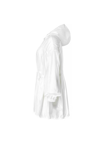 Airy Balloon Shirring Hooded Long Jacket