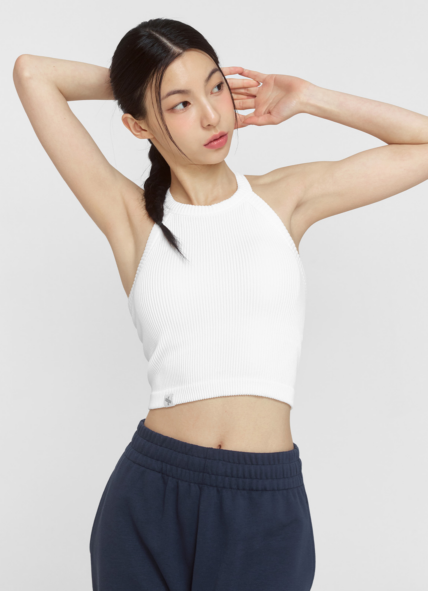 Ribbed Seamless Halter Neck Crop Top