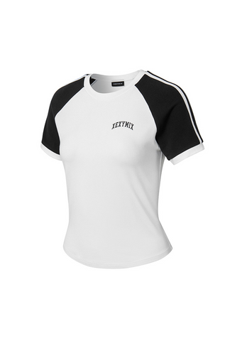 Raglan Color Block Crop Short Sleeve