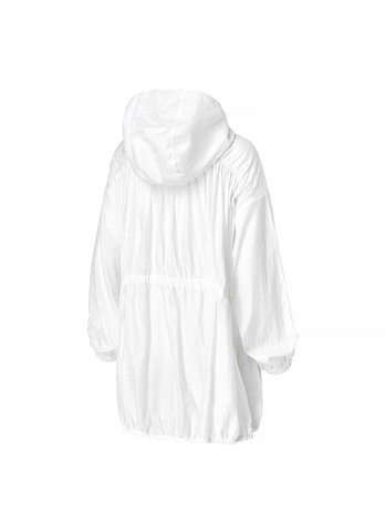 Airy Balloon Shirring Hooded Long Jacket