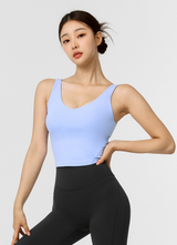 Black Label Signature Breathe V-Neck Crop Top in Lavender Blue