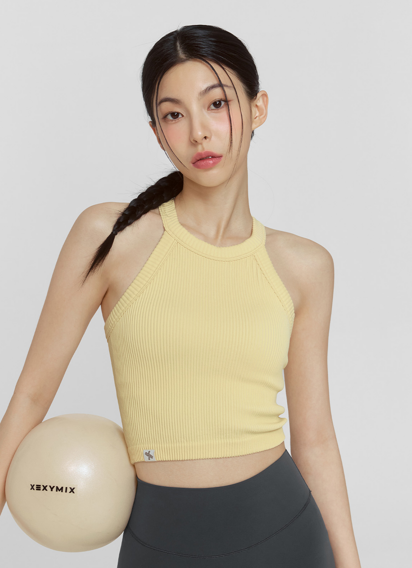 Ribbed Seamless Halter Neck Crop Top