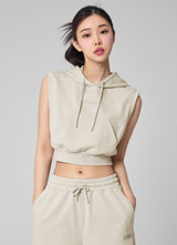 Easy Going Sleeveless Hoodie in Linen Beige