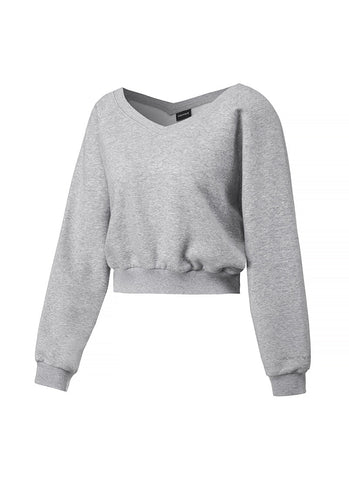 Softly Napping V-neck Crop Swear Shirts