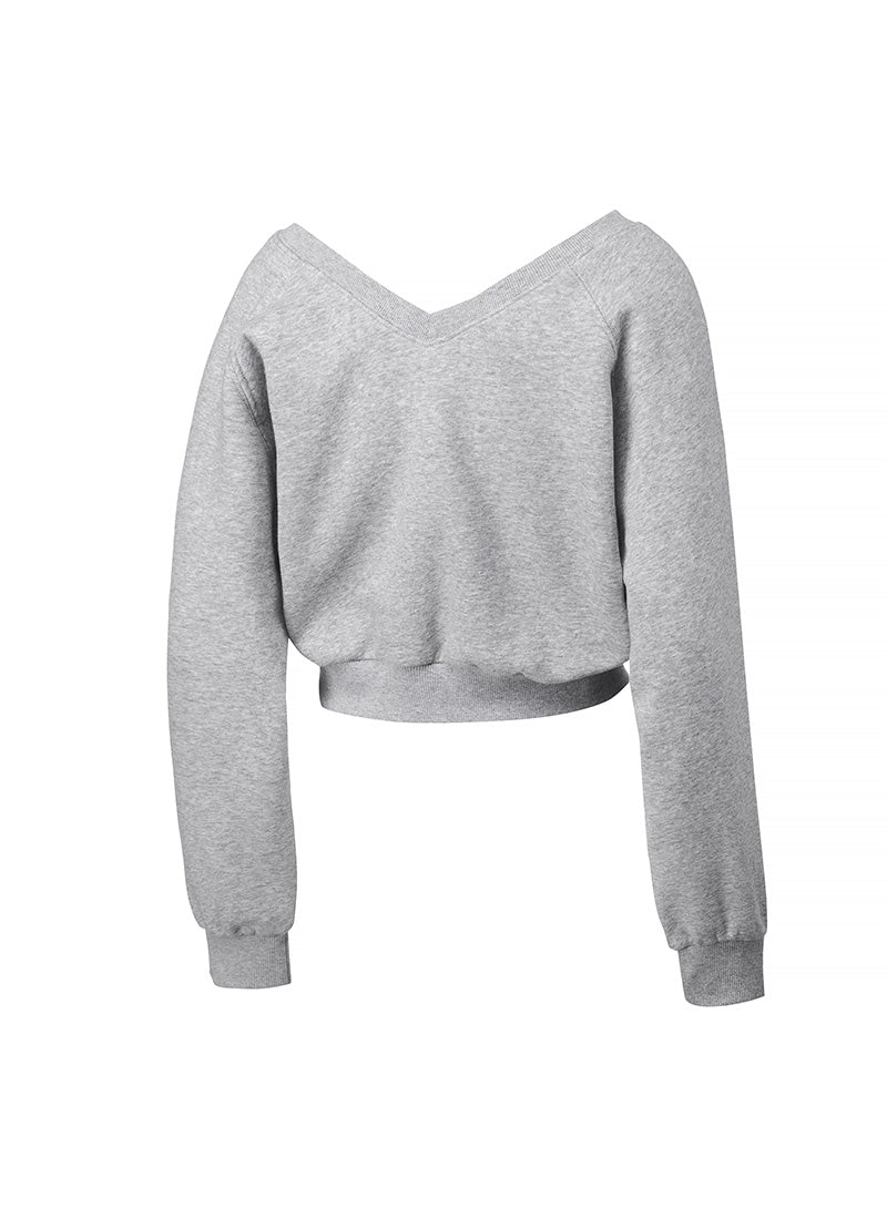 Softly Napping V-neck Crop Swear Shirts