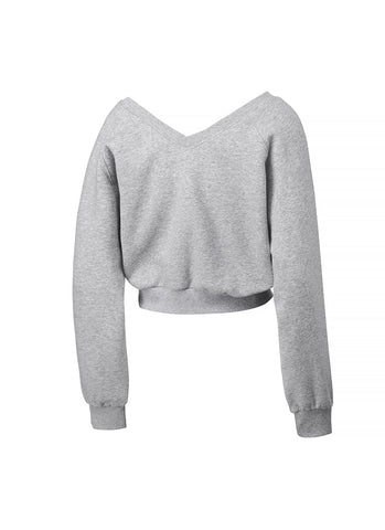 Softly Napping V-neck Crop Swear Shirts