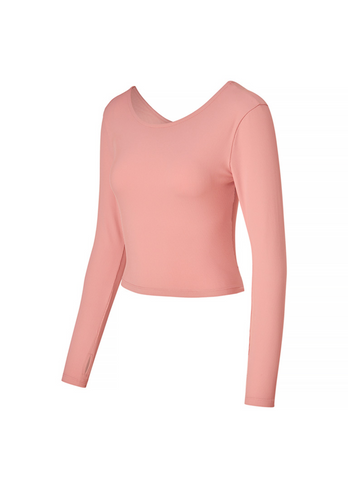 Ribbed Back Slit Finger Hole Long Sleeve