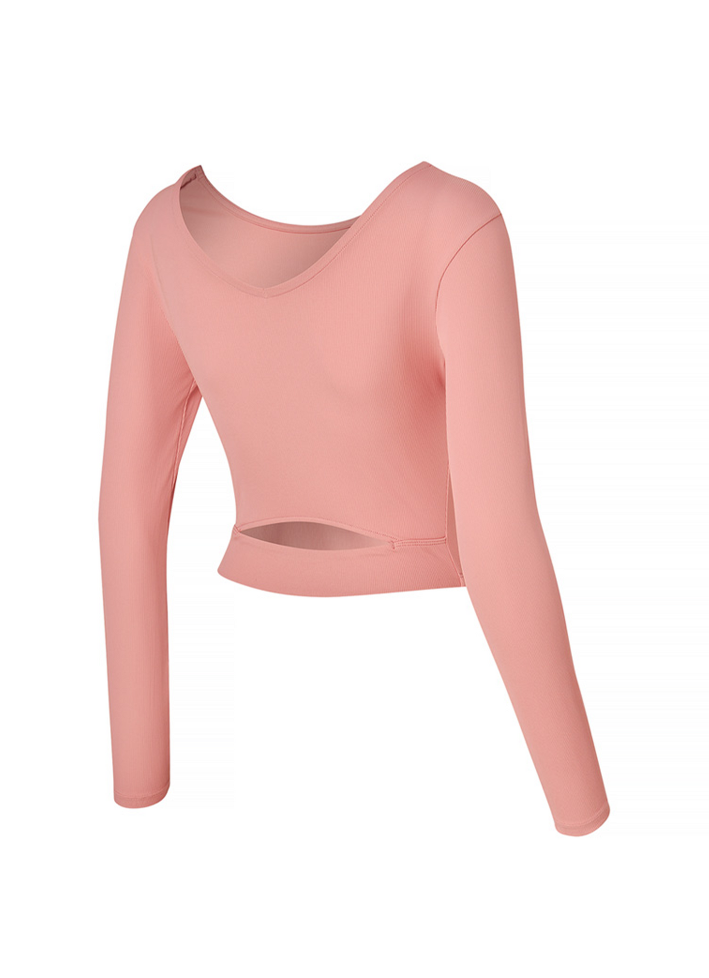 Ribbed Back Slit Finger Hole Long Sleeve