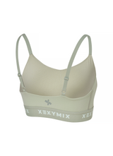 Black Label Signature Power Rise Logo Band Bra Top in Milky Green