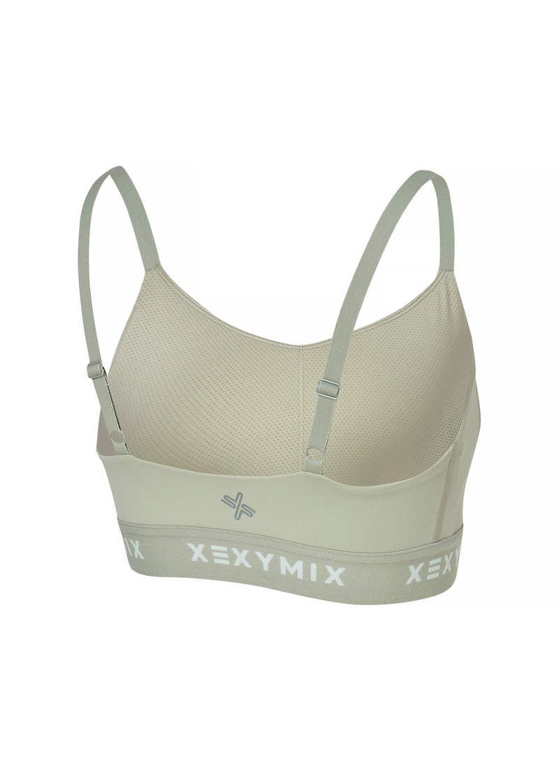 Black Label Signature Power Rise Logo Band Bra Top in Milky Green