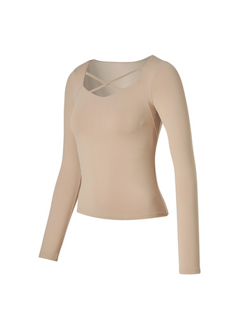 Cotton-Like Cross-String Padded Long Sleeve