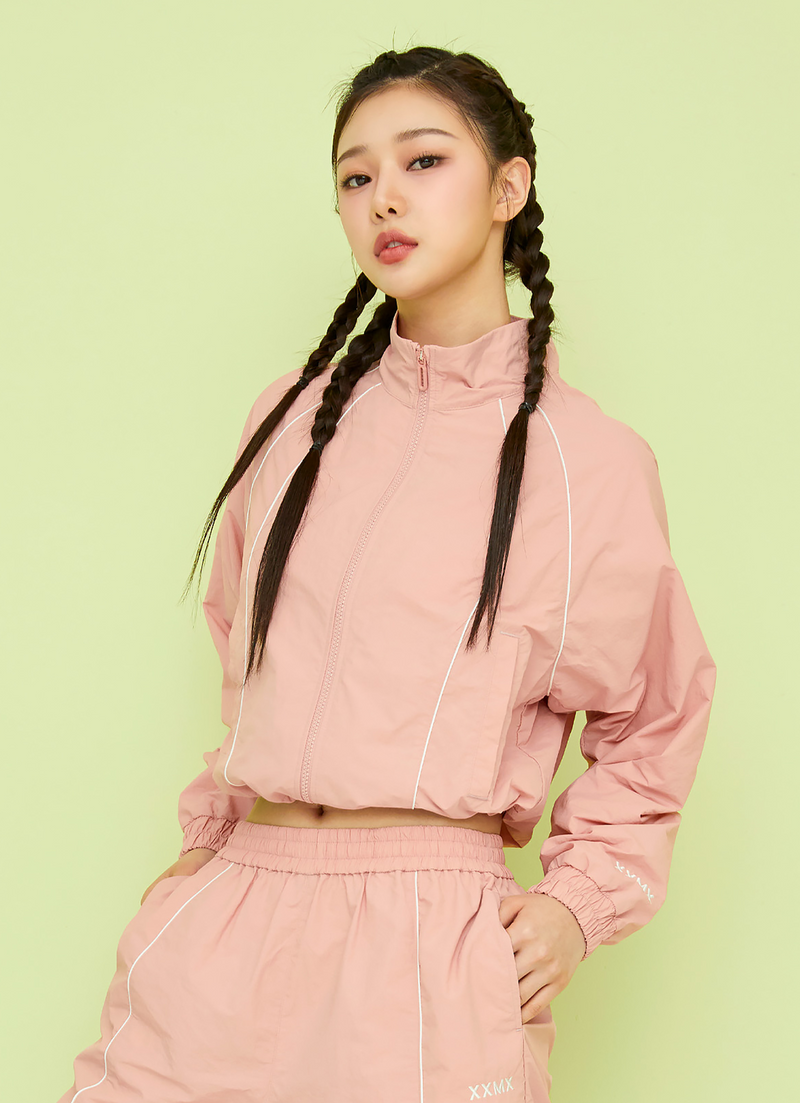 Woven Piping Windbreaker in Pink Balm