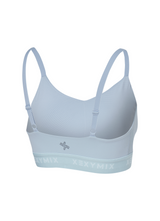 Black Label Signature Power Rise Logo Band Bra Top in Powder Sky