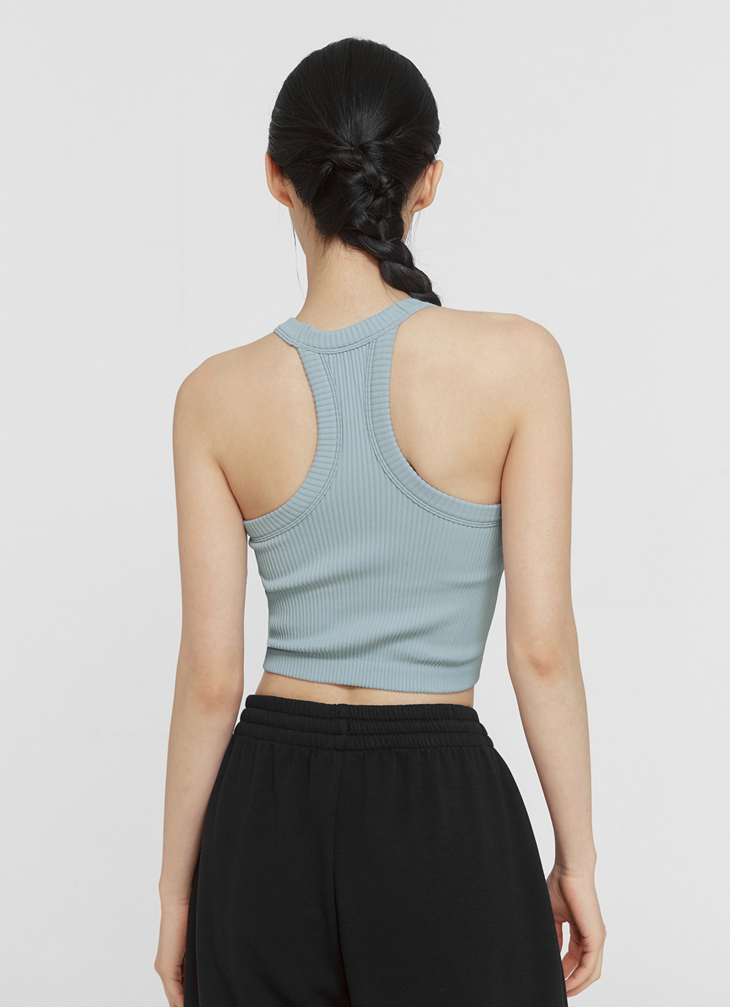 Ribbed Seamless Halter Neck Crop Top