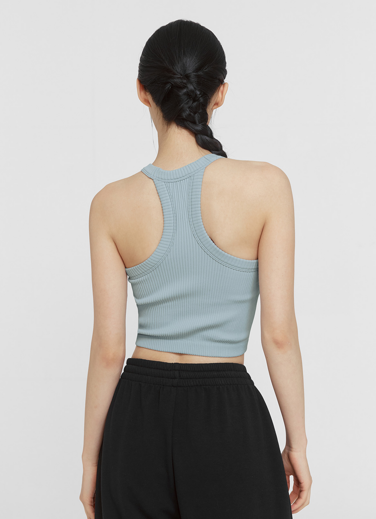 Ribbed Seamless Halter Neck Crop Top