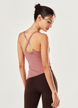 Unbalanced Slit Tank Top in Red Violet