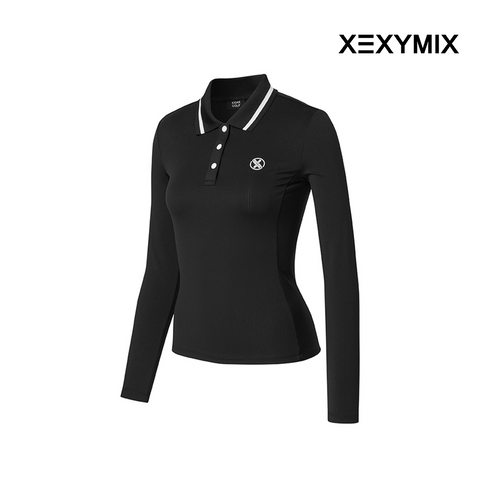 Golf Ribbed Line Polo Long Sleeve
