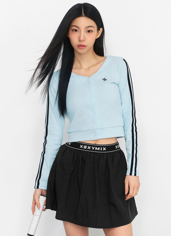 Eco Dex Color Block Crop Cardigan