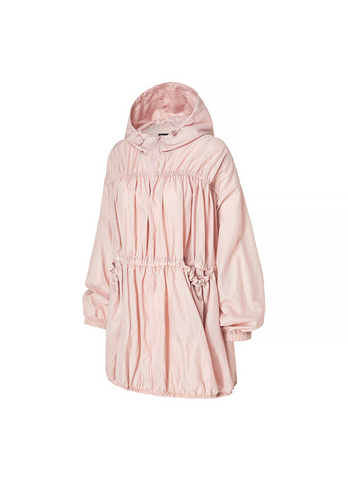 Airy Balloon Shirring Hooded Long Jacket