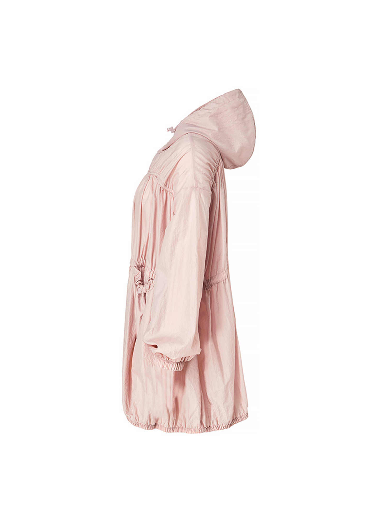 Airy Balloon Shirring Hooded Long Jacket