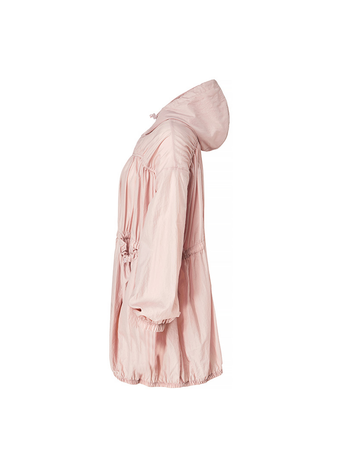 Airy Balloon Shirring Hooded Long Jacket