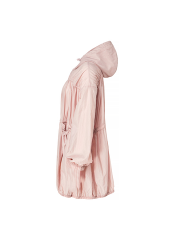 Airy Balloon Shirring Hooded Long Jacket