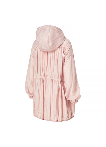 Airy Balloon Shirring Hooded Long Jacket