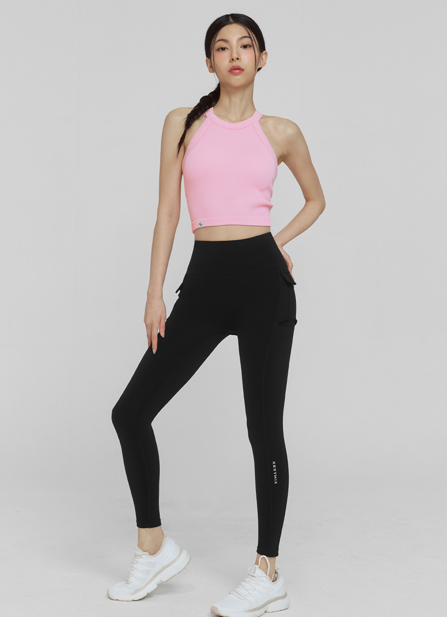 Ribbed Seamless Halter Neck Crop Top