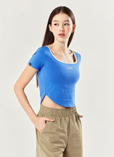 Cali Square Neck Cropped Short Sleeve in Skydiver