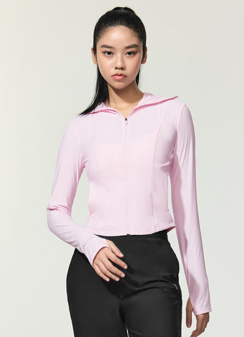 Light Cooling Slim Fit Crop Hoodie Jacket
