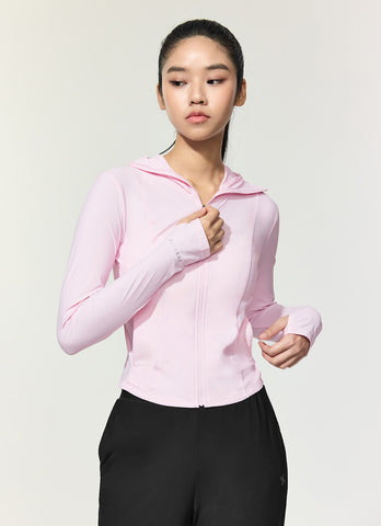 Light Cooling Slim Fit Crop Hoodie Jacket