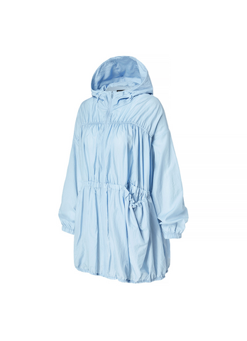 Airy Balloon Shirring Hooded Long Jacket