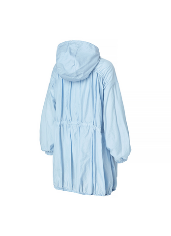 Airy Balloon Shirring Hooded Long Jacket