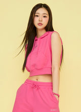 Easy Going Sleeveless Hoodie in Sunset Pink