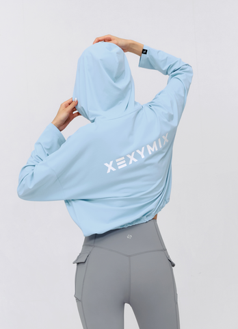 Daily Feather String Crop Hoodie