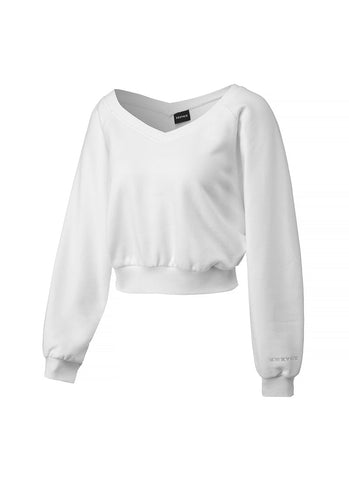 Softly Napping V-neck Crop Swear Shirts