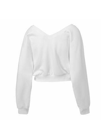 Softly Napping V-neck Crop Swear Shirts