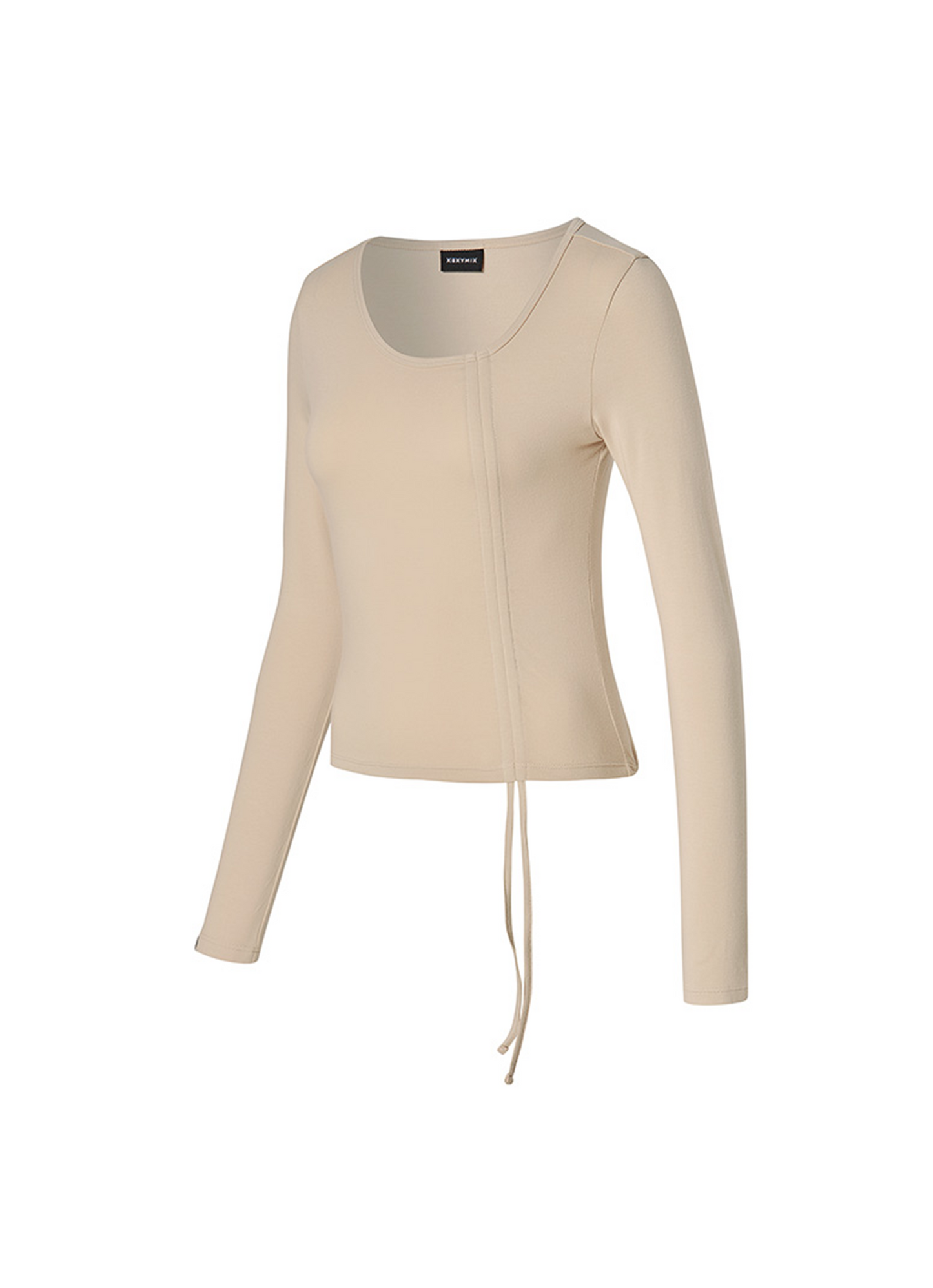 Unbalanced Neck Shirring Long