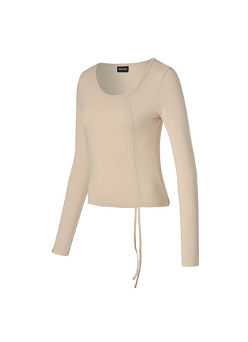 Unbalanced Neck Shirring Long