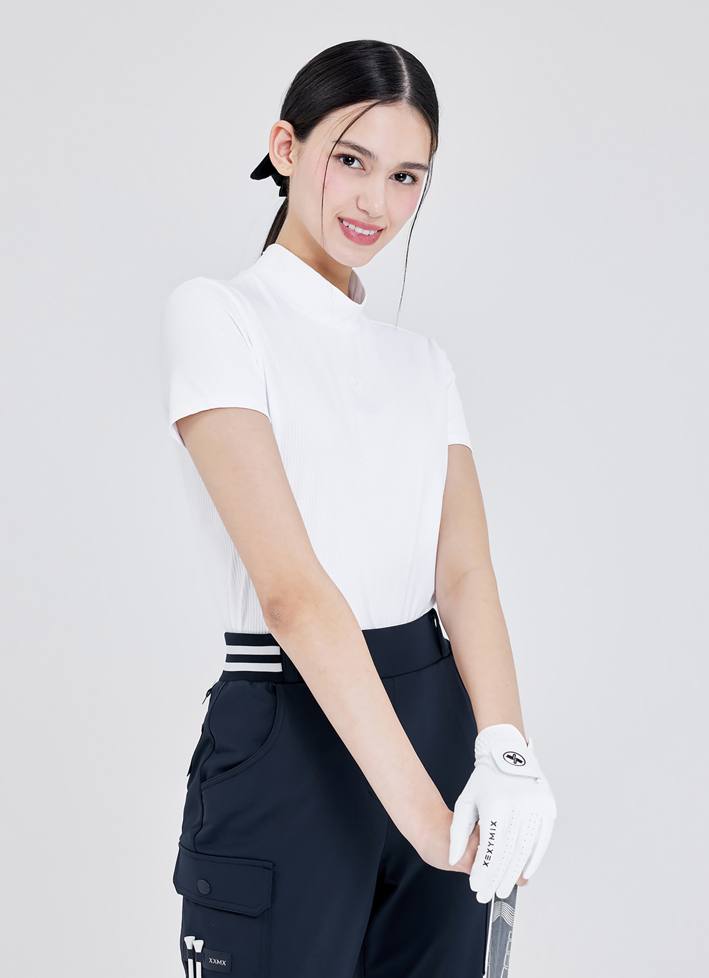 Golf Ribbed Mock Neck Slim Fit Short Sleeve