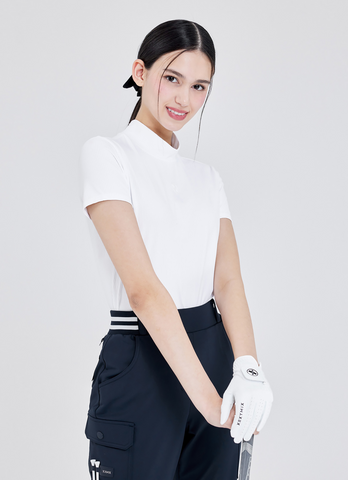 Golf Ribbed Mock Neck Slim Fit Short Sleeve