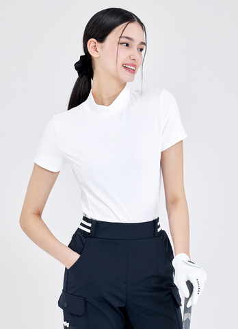 Golf Ribbed Mock Neck Slim Fit Short Sleeve