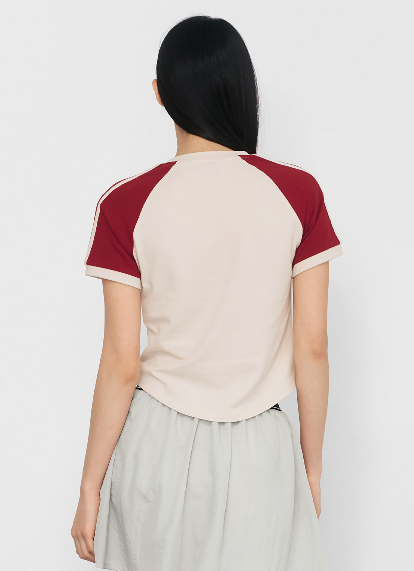 Raglan Color Block Crop Short Sleeve