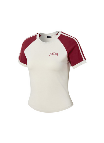 Raglan Color Block Crop Short Sleeve