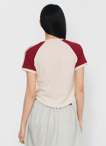 Raglan Color Block Crop Short Sleeve