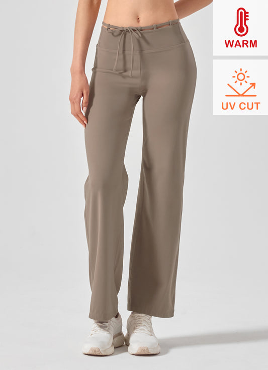 Black Label Signature Power Rise Brushed-Fleece String Wide Leggings
